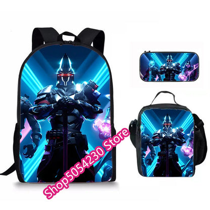 Hot Game Fortnited 3PCS Backpack Set Teenager Student Travel Bag Fortress Night 3D School Knapsack Popular Games Rucksacks