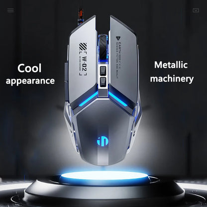 Inphic W2 2nd Generation USB Wired Gaming Mouse Silent Click Metal Style 6-key Macro Programming 8800DPI