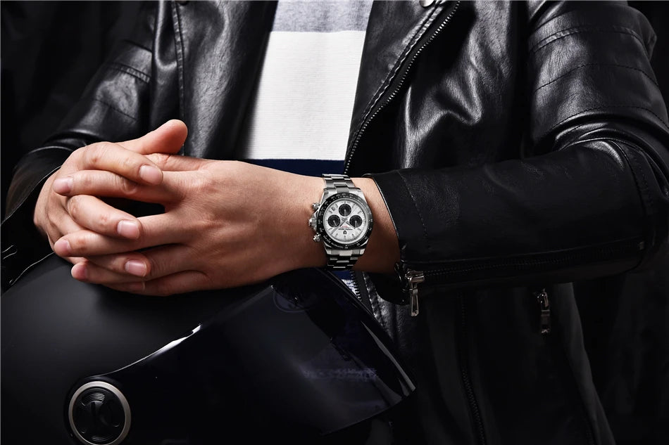 PAGANI DESIGN V2 40MM Relógio masculino de quartzo com mostrador meteorito, safira, cronógrafo retro, impermeável para homem