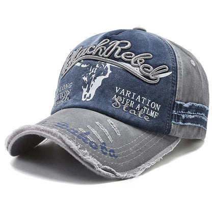 Casquette de baseball vintage « Letter Bull » délavée avec broderie, casquette de soleil rétro pour hommes et femmes, casquette à visière décontractée style hip-hop