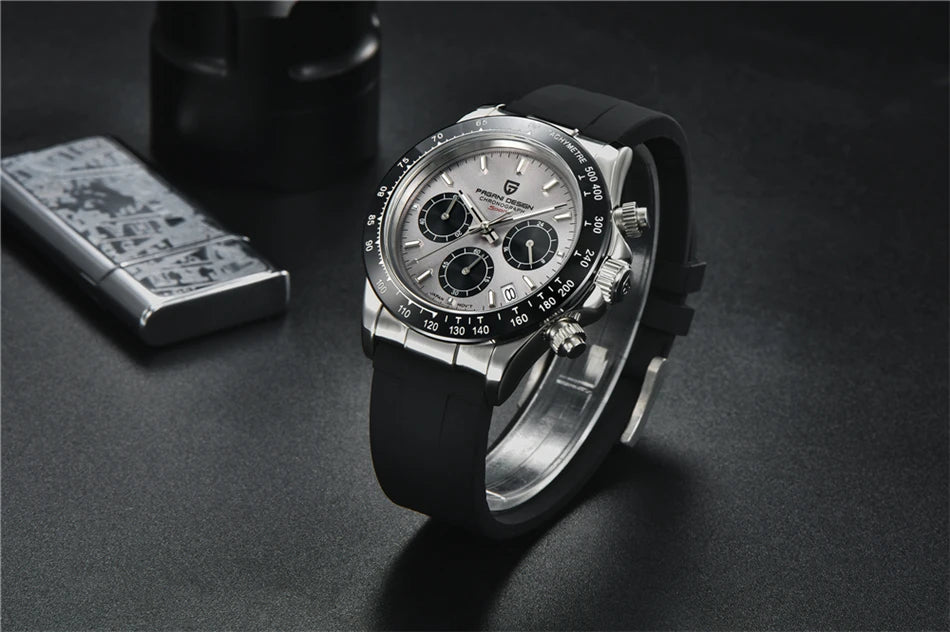 PAGANI DESIGN V2 40MM Relógio masculino de quartzo com mostrador meteorito, safira, cronógrafo retro, impermeável para homem