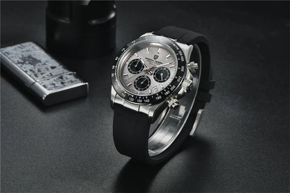 PAGANI DESIGN V2 40MM Relógio masculino de quartzo com mostrador meteorito, safira, cronógrafo retro, impermeável para homem