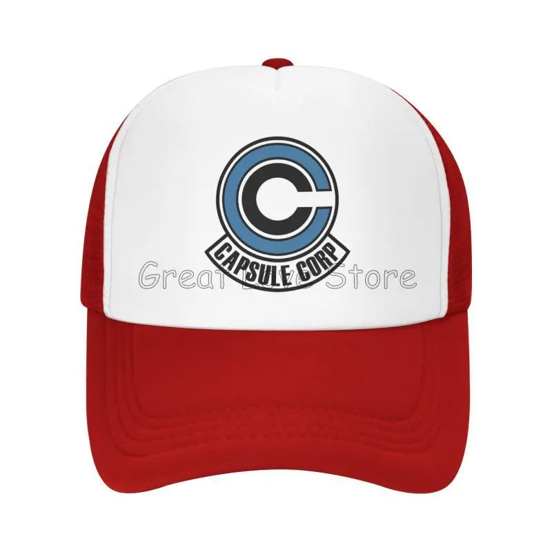 Capsule Corp Mesh-baseballkepsar Unisex Hip-Hop-truckerhatt Anime DBZ Dad Hat Justerbar racingkeps Sommartrucker Snapback-kepsar