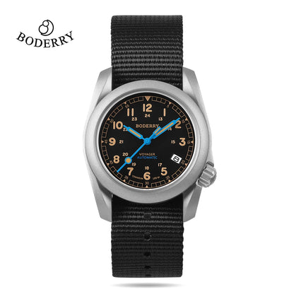 Boderry Field Watch VOYAGER Mens Watches 100M Waterproof Titanium Automatic Luminous For Seiko Movement Wristwatch