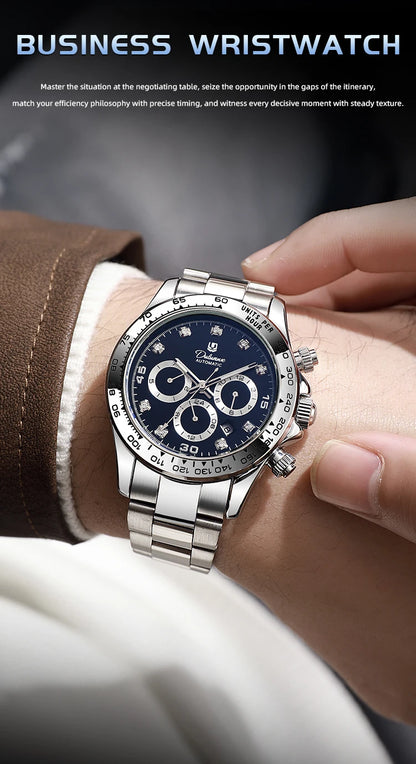 Watch For Men Luxury Stainless Steel Clock Fashion Casual Multi-functional Design Automatic Mechanical Wristwatch
