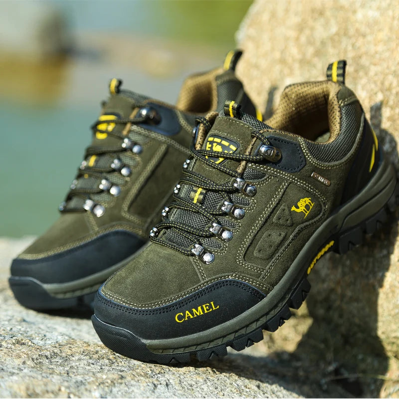 Pánské semišové kožené turistické boty pro outdoor, trail a trekking, protiskluzové prodyšné lezecké boty pro muže, pánská horská sportovní obuv