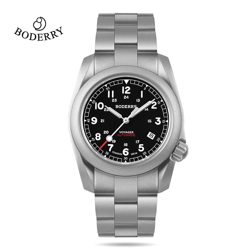Relógio masculino Boderry Field Watches VOYAGER, caixa em bronze, mecânico automático, 100M impermeável, estilo militar, marca de topo