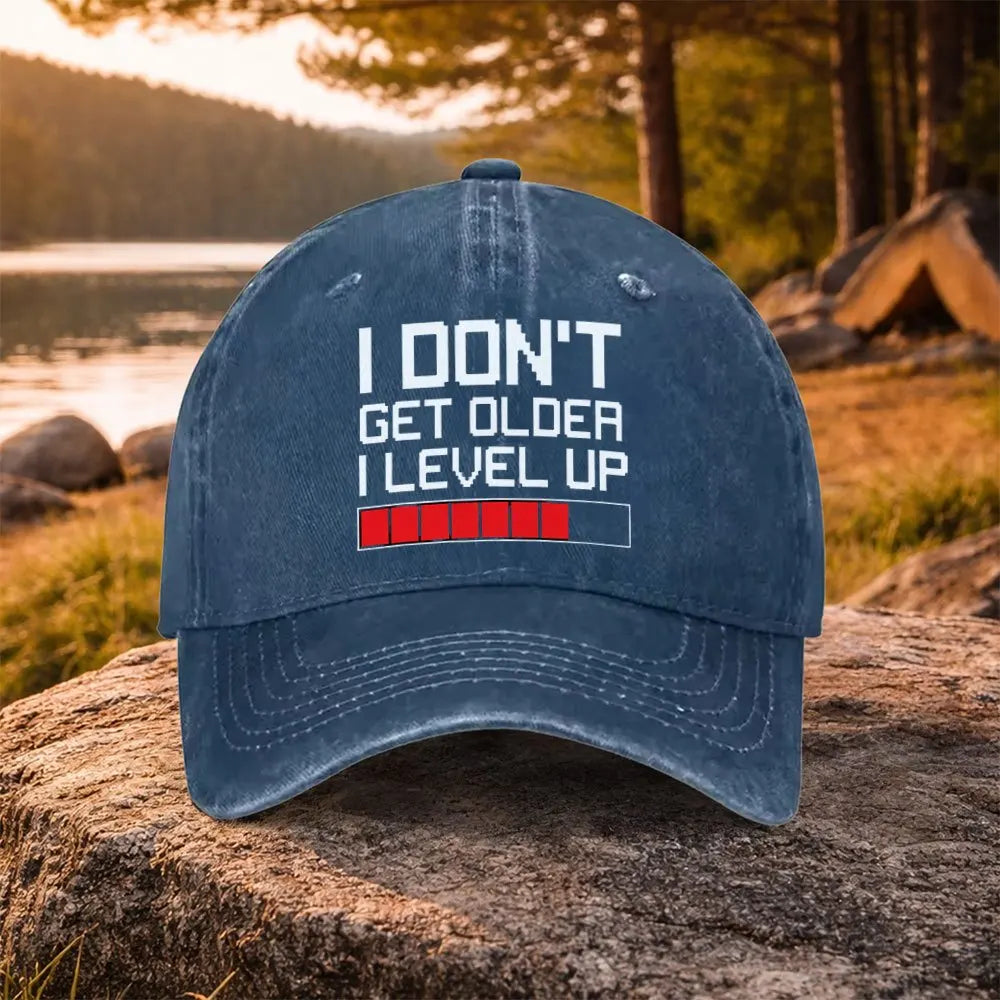 Gamer Level Up Geburtstag-Baseballkappe aus gewaschener Baumwolle, verstellbare Outdoor-Trucker-Kappe
