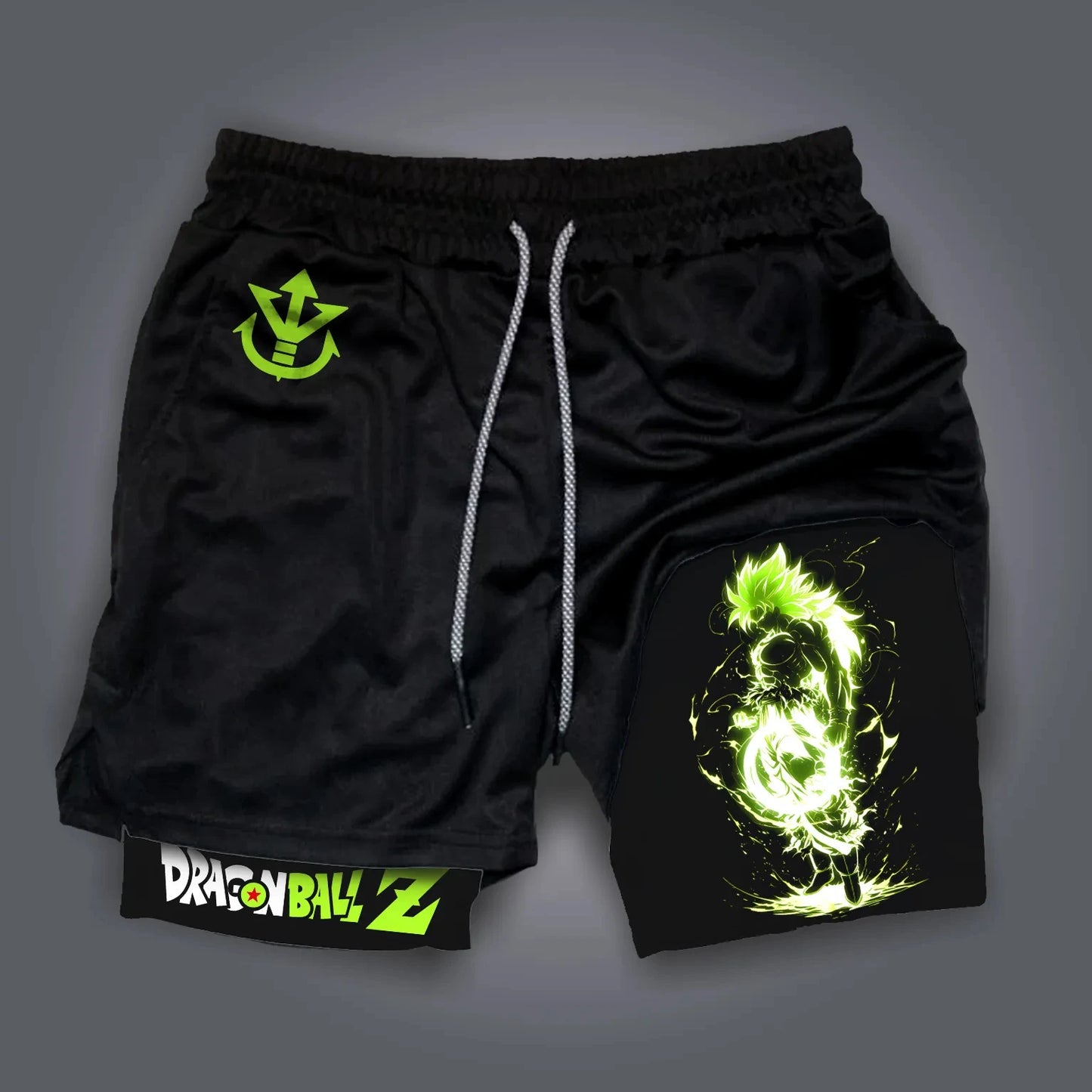 Dragon Ball Anime Peripheral Majin Buu GOKU Printed Sports Double-layer Shorts American 2025 Summer Men's Loose Breathable Pants, Produit gaming premium Fraquane