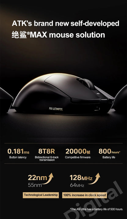 ATK Dragonfly A9 Ultimate Ασύρματο Gaming Mouse A9 Air PAW3950 Εξαιρετικά Ελαφρύ Εργονομικό Ποντίκι E-sports για Gamer FPS CSGO A9 Ultra