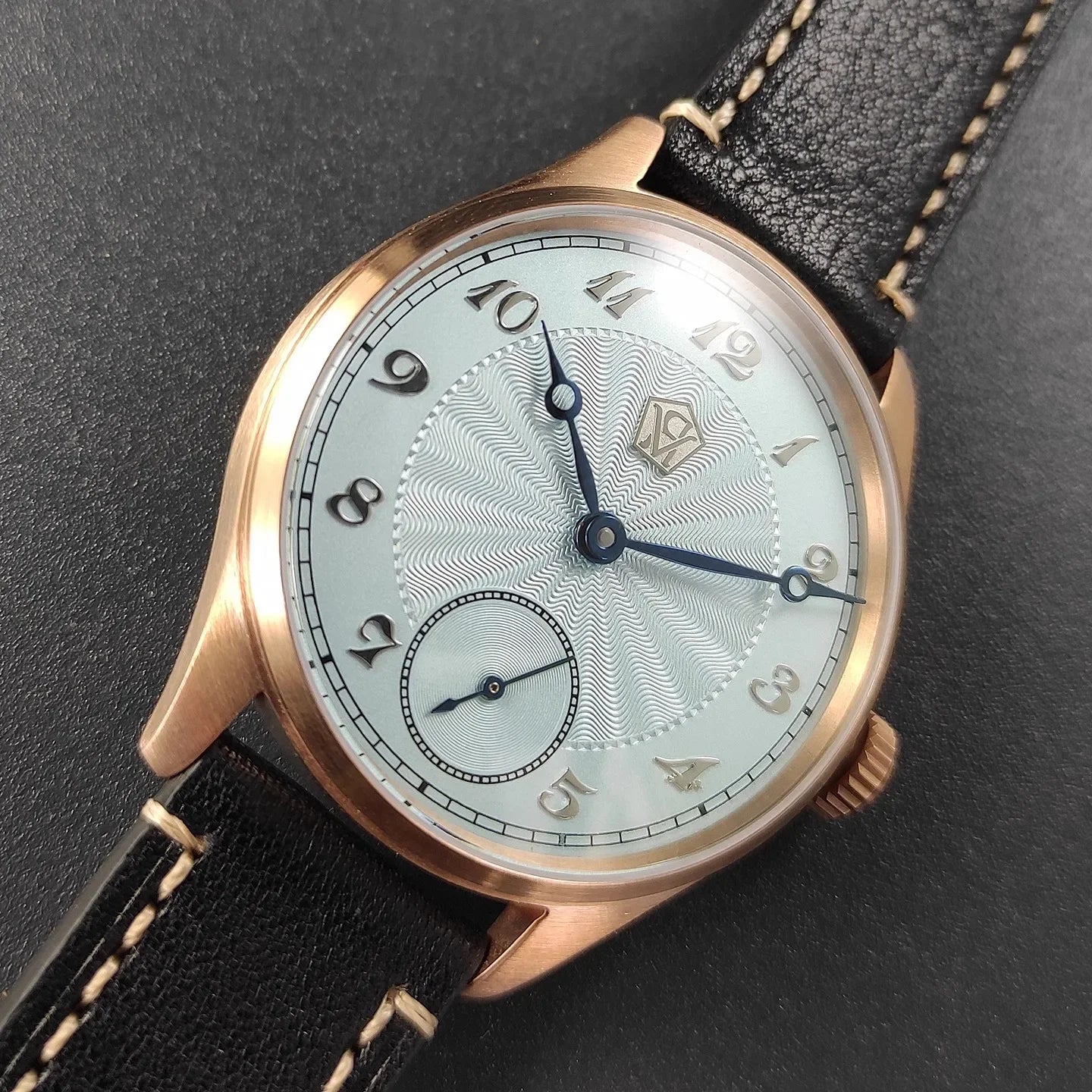 40.5 Men's Manual Mechanical Watch Tin Bronze Guilloché Surface Three-Dimensional Silver Nail Roasted Blue Needle Seagull ST3621