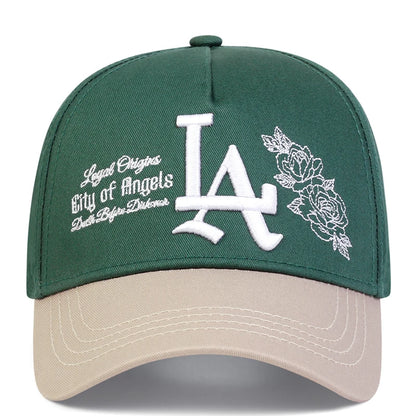 Unisex LA Rose Embroidery Snapback Baseball Caps Spring and Autumn Outdoor Adjustable Casual Hats Sunscreen Hat Sports Cap