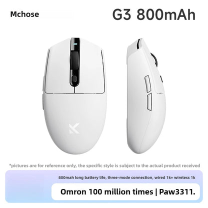 MCHOSE G3 V2 PRO brezžična miška Bluetooth s tremi načini povezave, ergonomska in lahka, za prenosnik, pisarno, gaming in računalniške dodatke