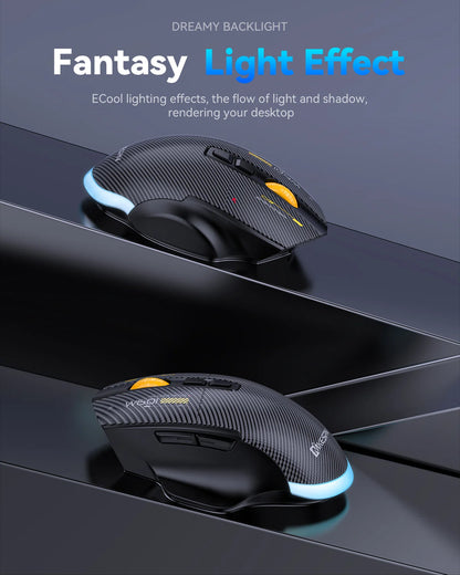 Langaton Bluetooth-pelihiiri, 12800 DPI:n langallinen/langaton RGB-hiiri 7 ohjelmoitavalla painikkeella, PC:lle, kannettavalle tietokoneelle ja pelaamiseen