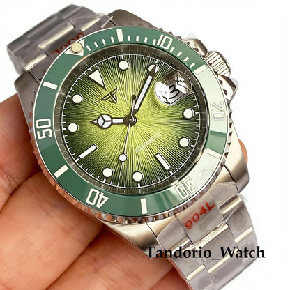 Tandorio 20ATM 40mm Men's Automatic Diver Watch For Miyota 8215 Asia 2824 Sapphire Glass Ice Blue Stainless Steel Jubilee Watch
