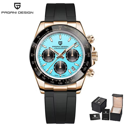 PAGANI DESIGN V2 40MM Relógio masculino de quartzo com mostrador meteorito, safira, cronógrafo retro, impermeável para homem