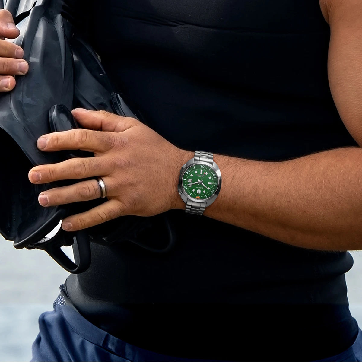 BERNY 20ATM Diver Watch For Men Mechanical Miyota 8215 Sapphire Sports Diving Luminous Anti-collision Crown Dual Crown Men Watch