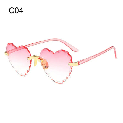 Heart Sunglasses Rimless Metal Frame Heart Shaped Sunglasses Gradient Lens Love Heart SunGlasses Women Eyewear UV400 Protection