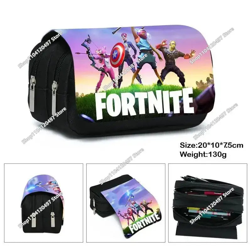 Victory Royale Student Boys Girls Fortnited Capacity Stationery PencilCase Peely Llama Hero Children's Pen Box Kids Teen Bags