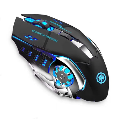 Vezeték nélküli Bluetooth egér 2.4G USB Mecha gaming egér, újratölthető, halk, háttérvilágításos, ergonomikus irodai egér, gamer kiegészítők