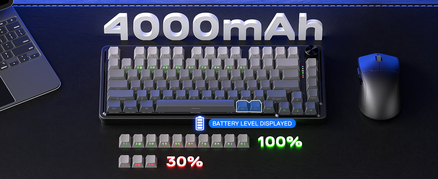 Redragon K673 GB 75% Wireless Gasket RGB 3-Modes 81 Keys Gaming Mechanical Hot-Swap Socket Keyboard