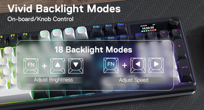 Redragon K762 Wireless Gasket Gaming Keyboard,104 Keys Mechanical Keyboard, Easy-Control 1.14’’ TFT Info Display