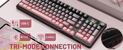 ATTACK SHARK X98 RGB Wireless Mechanical Keyboard,LED Smart Display&Knob, Hot Swappable,Pre-lubed Linear Switches